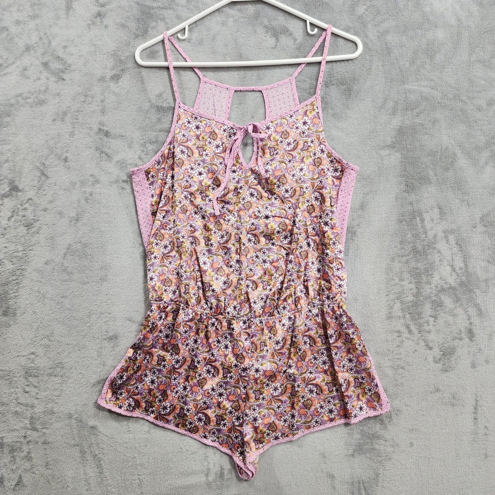 Victoria's Secret Romper Womens S Pink Purple Floral Strappy Open Back Playsuit